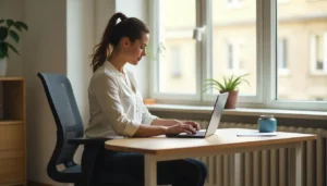 image of lady doing yoga in chair pose